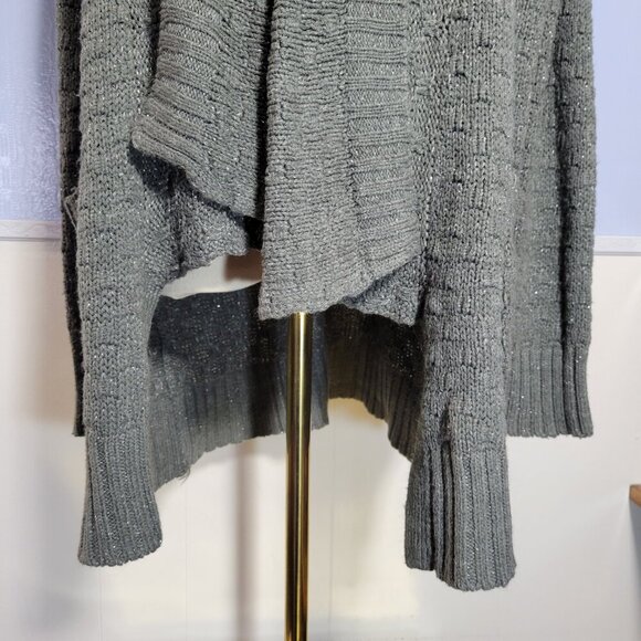 Attention Medium Metallic Gray Medium Weight Longsleeve Open Waterfall Cardigan - Picture 5 of 11